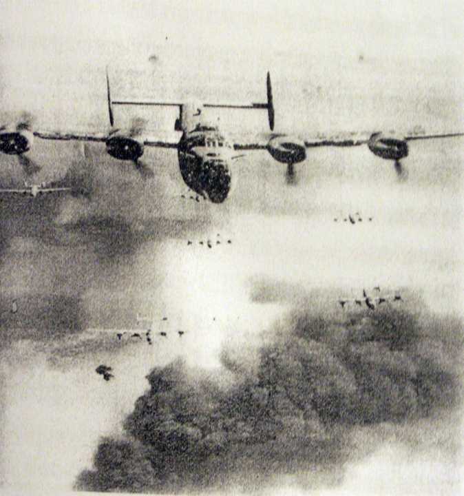 Picture of B-24 Liberators to destroy Hitler's Ploesti Oil Fields, 177 bombers were used.
