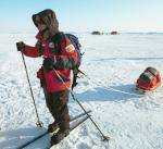 Cao Jun skis on the Geographic North Pole