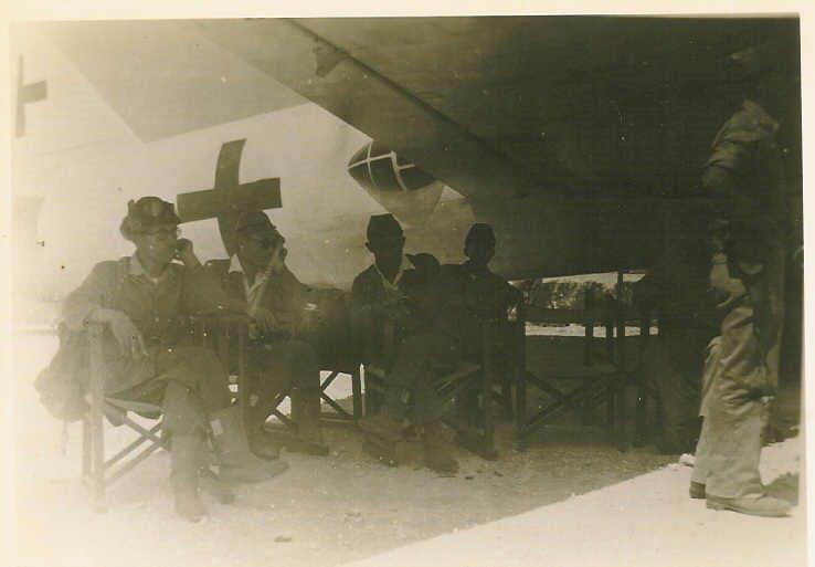Japanese Pilot and Crew under the wing of the Betty Bomber