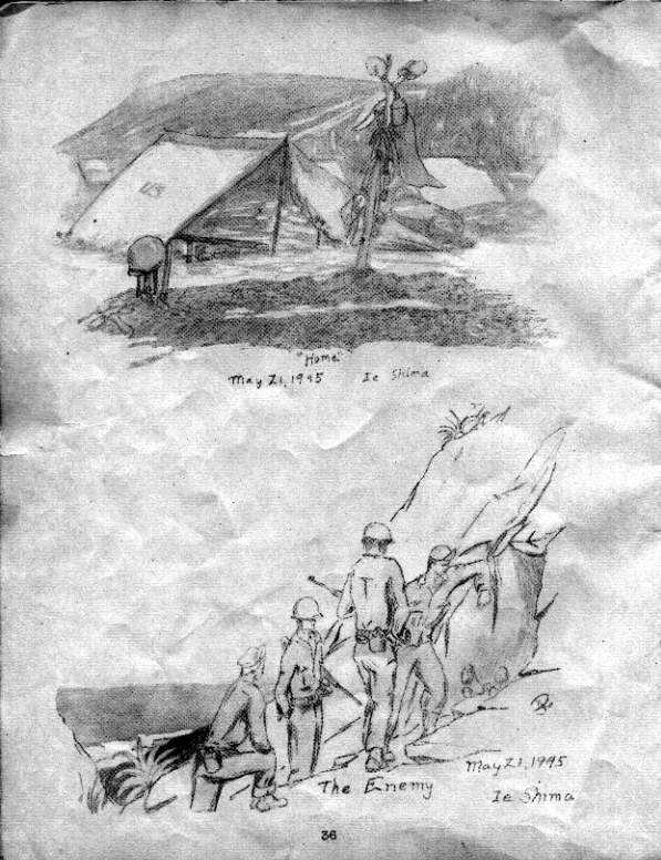 More great action pencil drawings about life on ie shima in ww2
