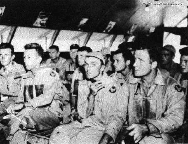 Fighter Pilots sit in the briefing room on the island of Iejima in WW2