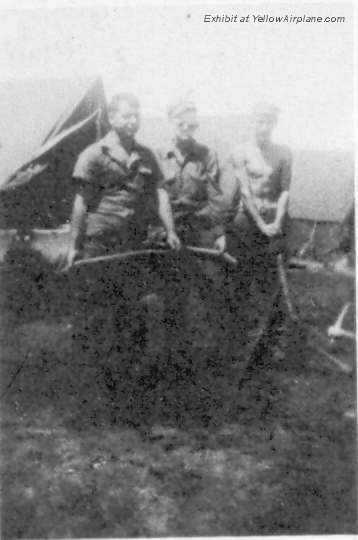 Three Men Working in Camp
