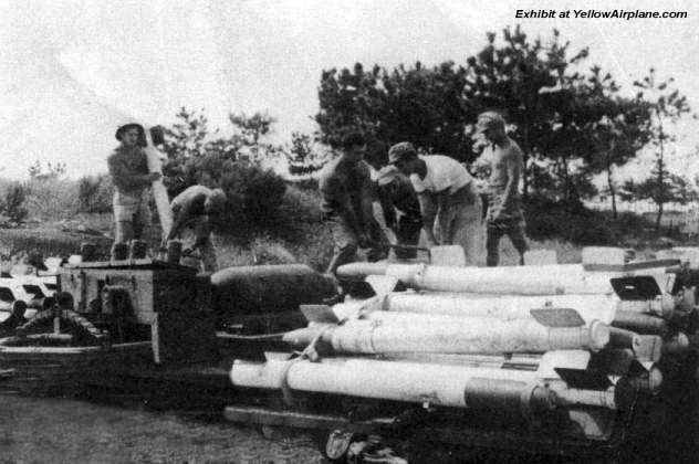 Picture of the Ordnance Section transporting Rockets in World War 2 Ieshima near Okinawa