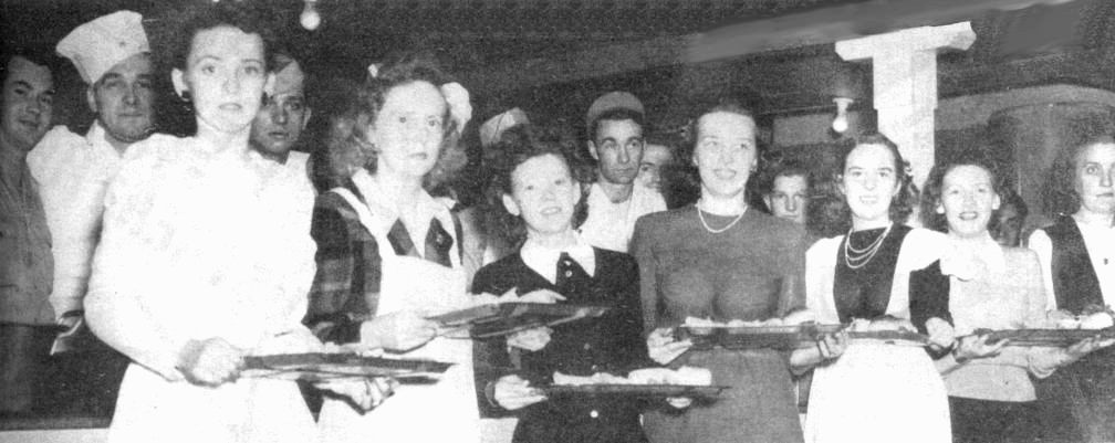 Photo of army chow line at Bluethenthal Field, North Carolina, WW2