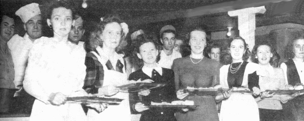 Photo of army chow line at Bluethenthal Field, North Carolina, WW2