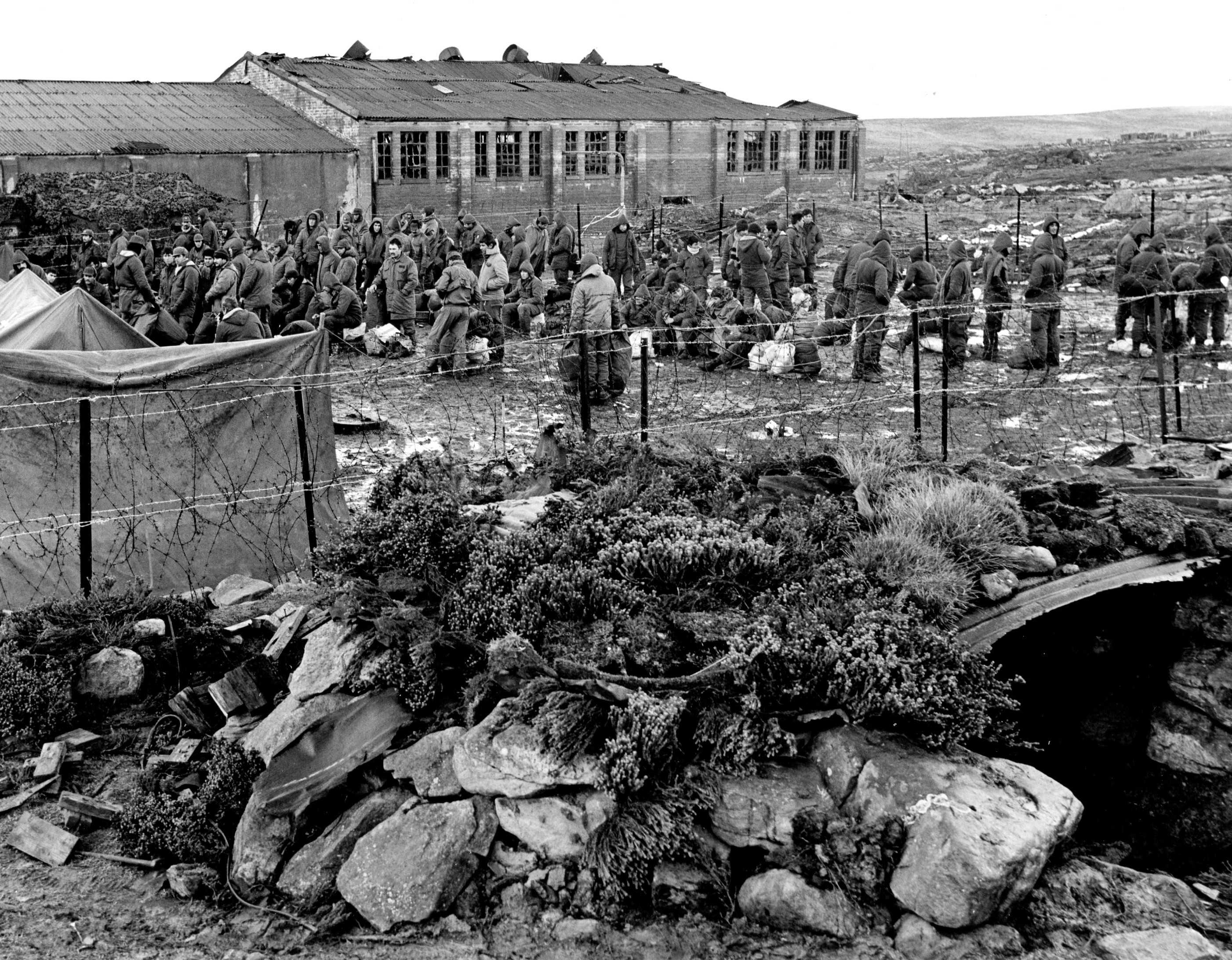 Argentina Soldiers in a POW camp on the Falkland Islands
