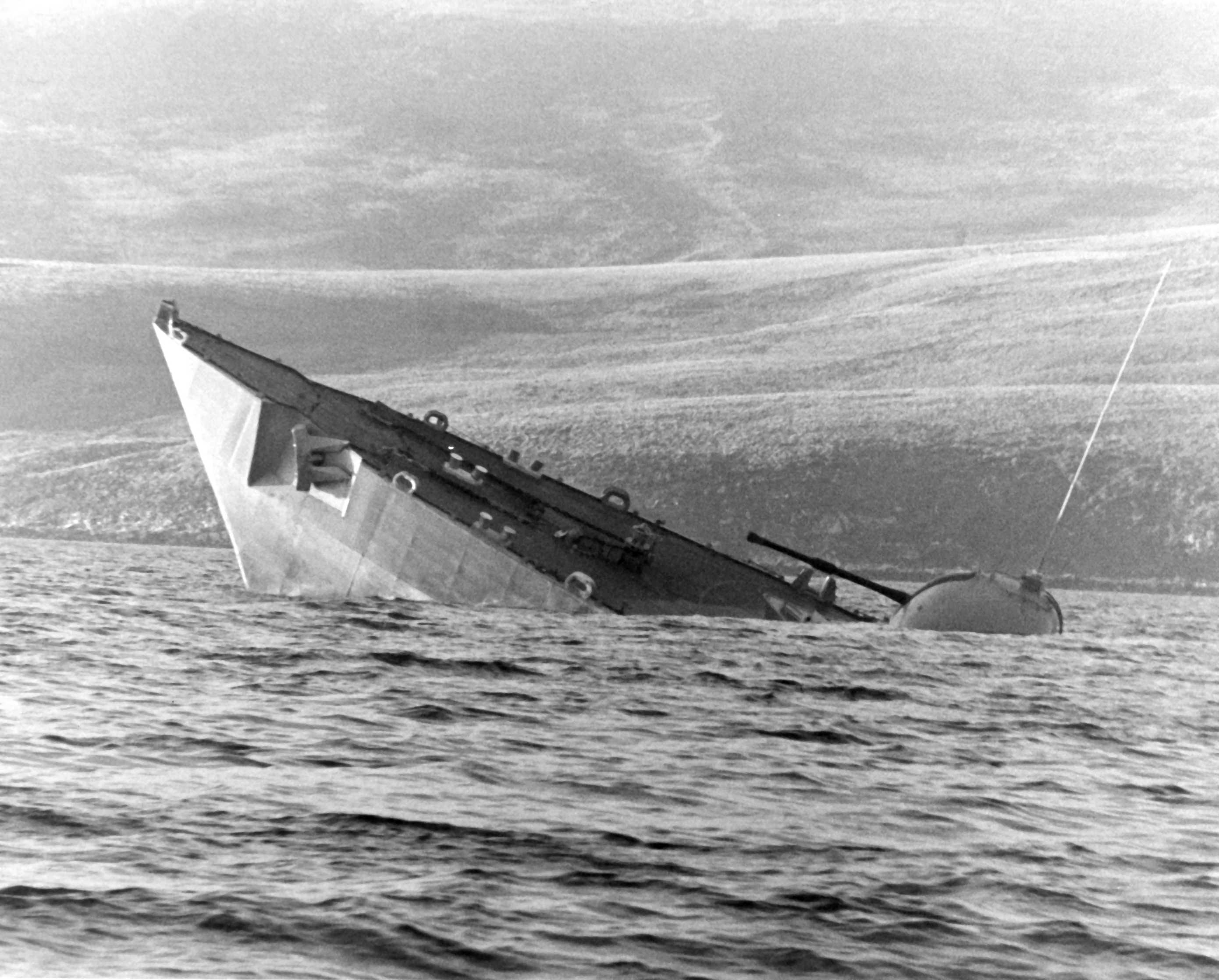 HMS Antelope Going Down
