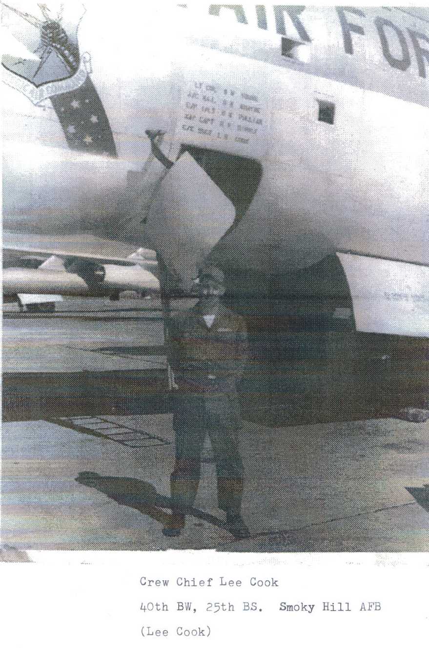 Crew Chief Lee Cook in front of a B-47