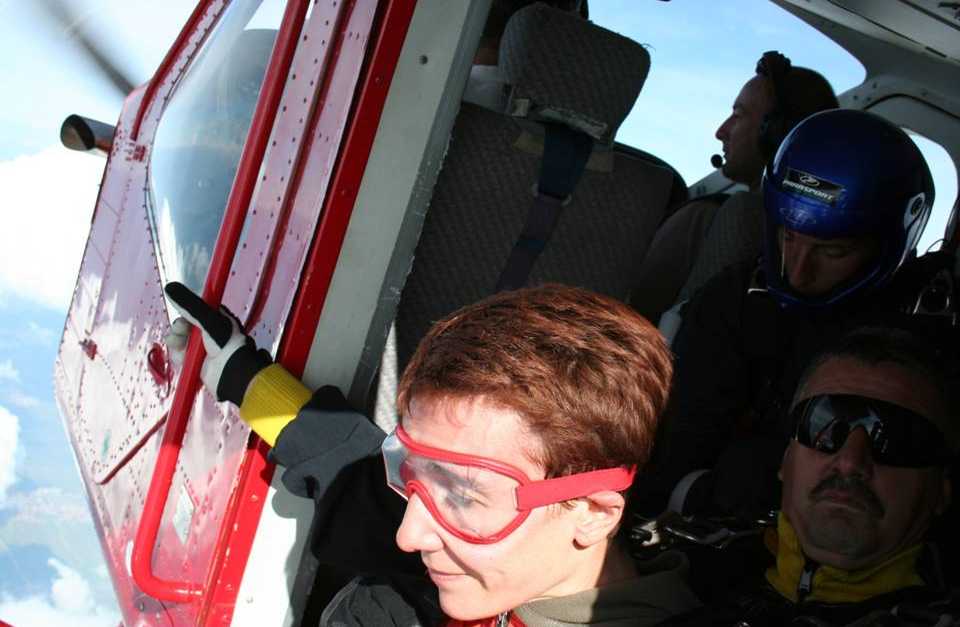 Look at Diana's smile and then look at her eyes as she prepares to skydive
