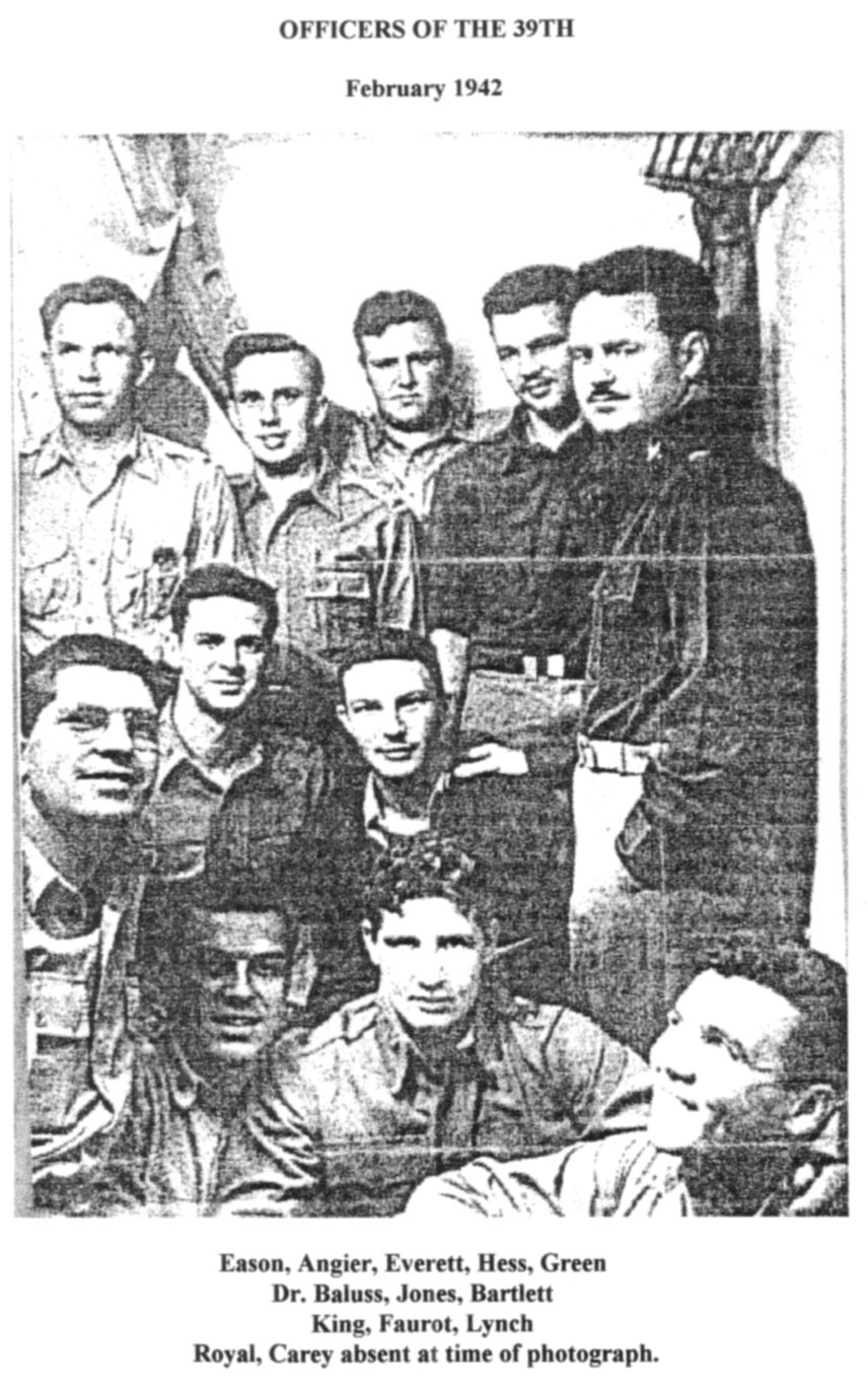 Officers of the 39th Fighter Group; Eason, Angier, Everett, Hess, Green, Dr. Blauss, Jones, Bartlett, King, Faurot, Lynch, Royal, Carey
