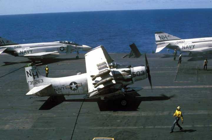 A-1 Skyraider on the deck of the USS Kitty Hawk