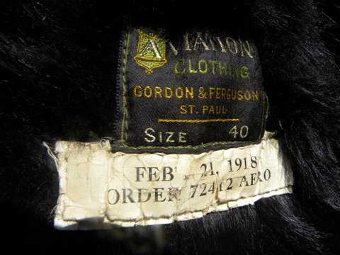 Vintage Flight Suit  Label, Feb 21 1918 Order 72412   Aero, by Gordon & Ferguson St. Paul Minnesota 