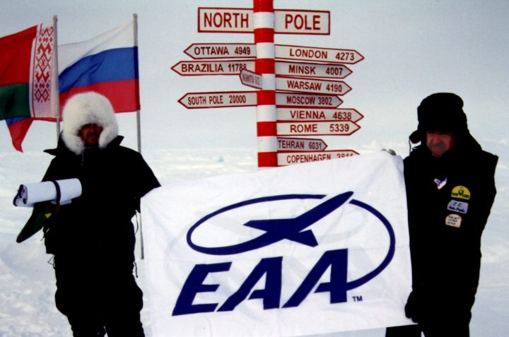 The EAA flag on the north pole.