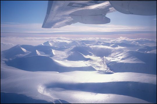 In the very center, it's hard to see, is the city of Longyearbyen