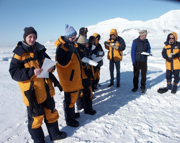 NASA Expedition Group on the ice in Longyearbyen before going to the North Pole