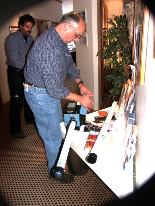 Rhett and Jim prepare the NASA EM-31 Ice Thickness Tester for initial use