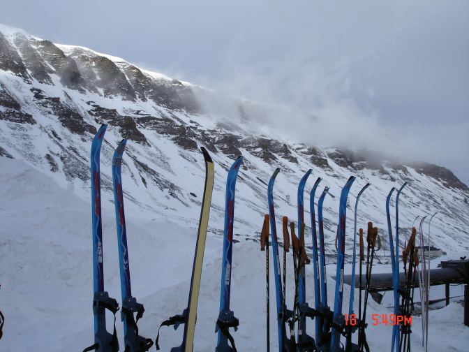 Skis and Ski poles in preperation for travel to the North Pole