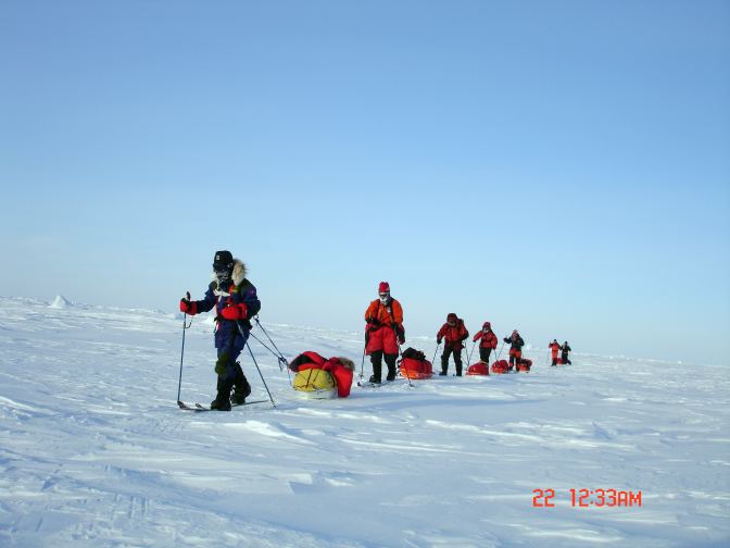 Picture of the Skiers traversing the Arctic Ocean