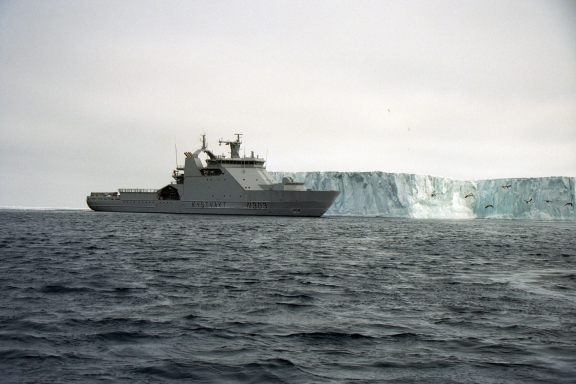 KV Svalbard, Norway, Military Icebreaker, plus a real good glacier iceberg picture.