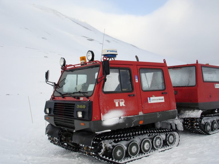 Tracked Vehicle going to the Ice Cave on Svalbard.