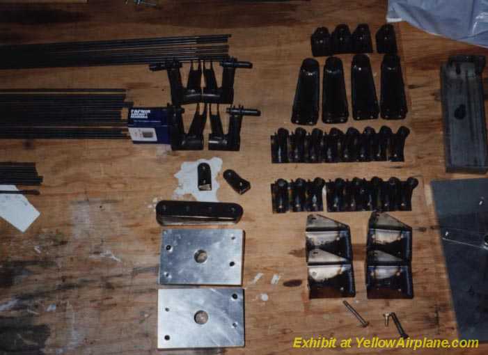 A Picture of all of the Metal Components used to make the Control Surfaces on the Pitts Aerobatic Airplane Work.
