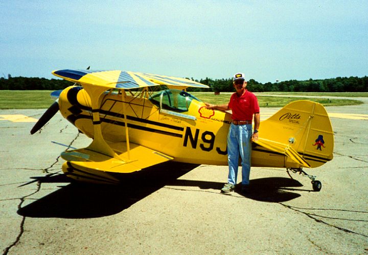 A picture of Jim Klick and his S1 Pitts Biplane
