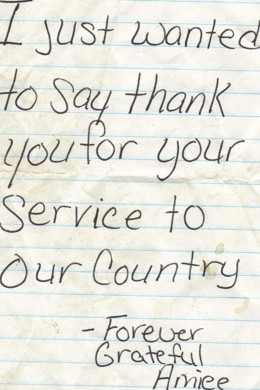 Letter from Amiee for Disabled Veteran