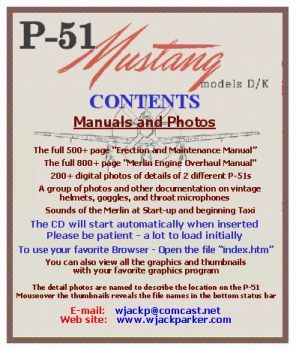 Maintenance Manual Table of Contents of the original  P-51 Mustang manual