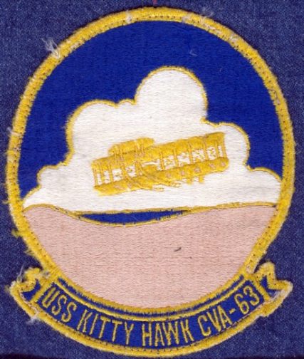 USS Kitty Hawk shoulder patch showing the first flight of the Wright Brothers airplane